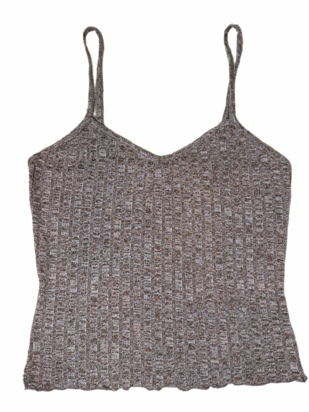 Source Unknown Brown Ribbed Spaghetti Strap Cami